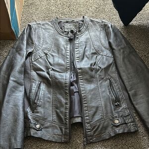Women's Gray Leather Jacket